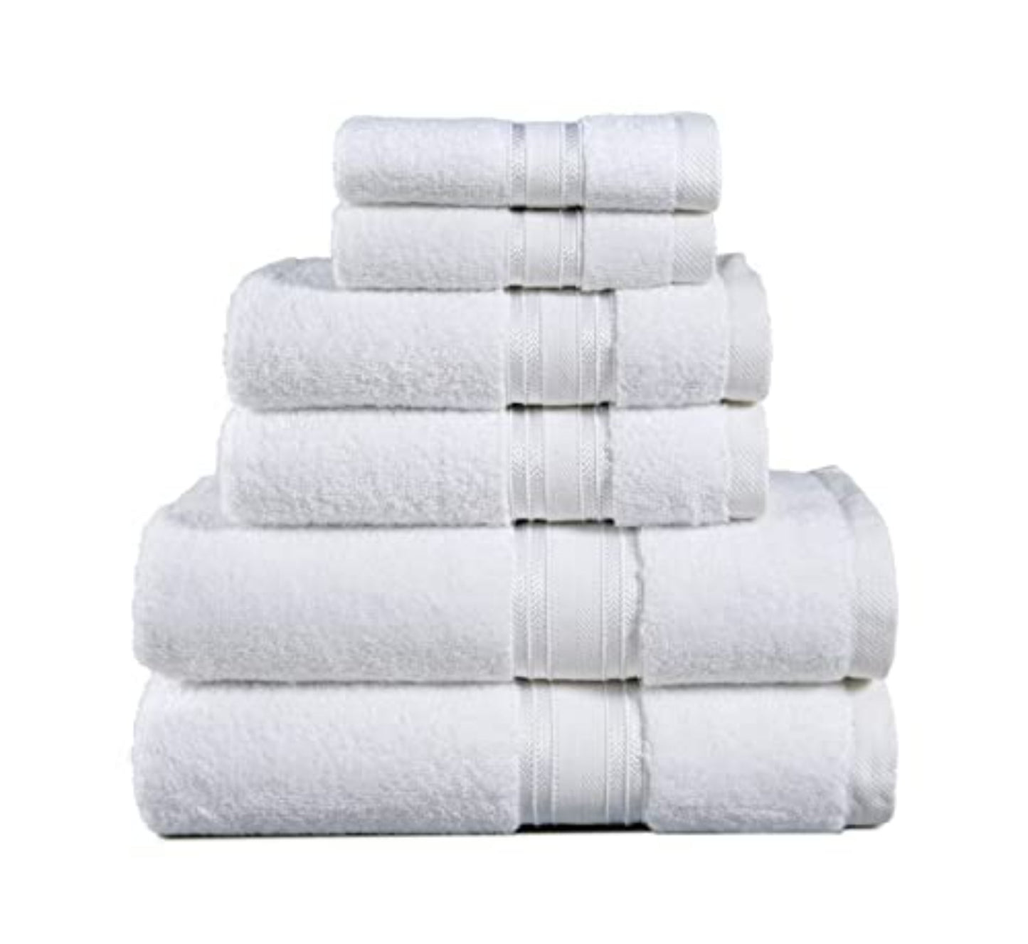 6 Piece Cotton Towel Set 550GSM - White