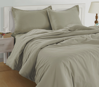 100% Organic Washed Cotton Quilt Cover Set - Taupe